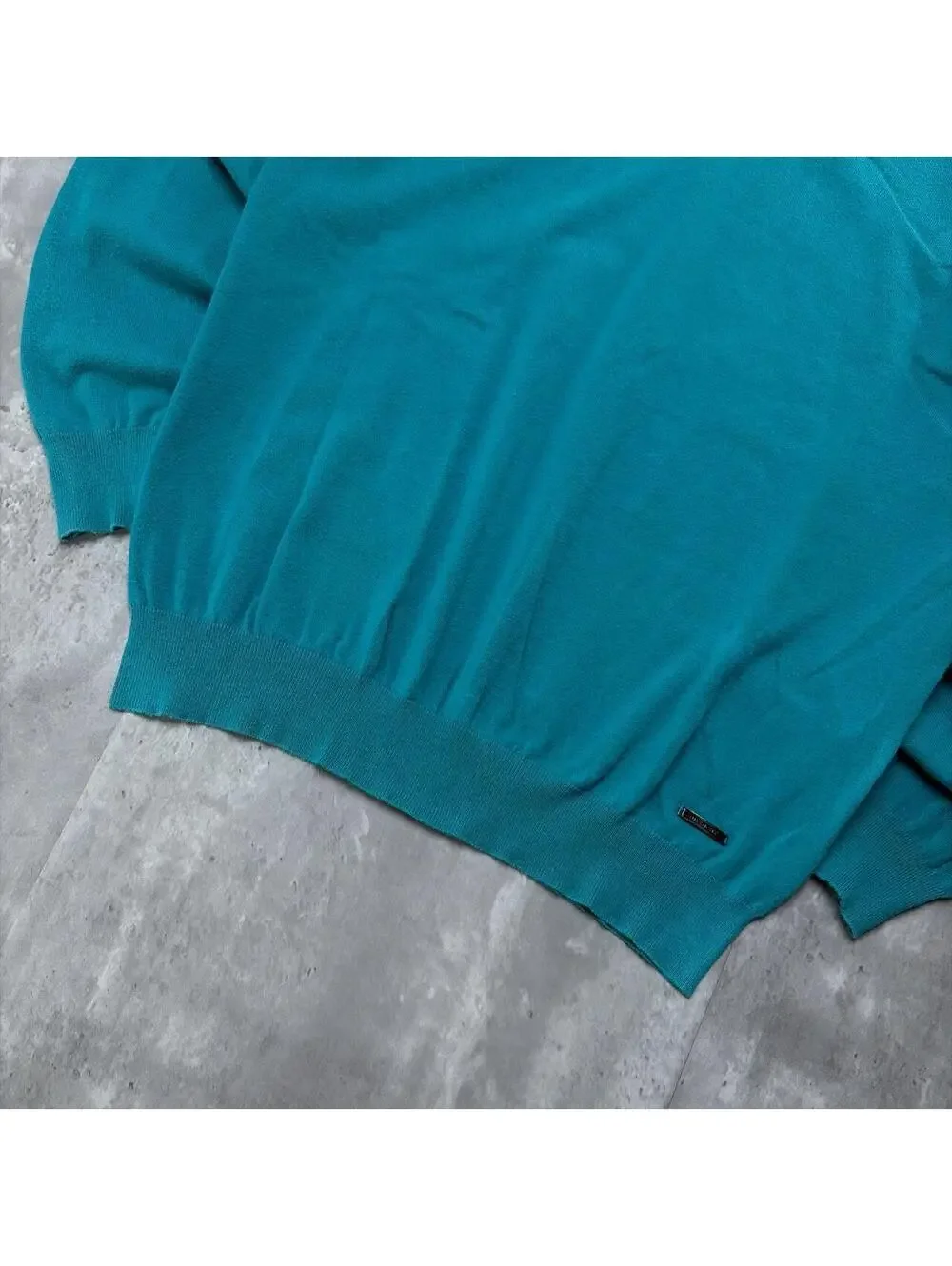 Y2K Teal Givenchy Knit V-Neck Sweater